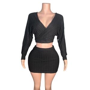 Elegant Black Skirt Set